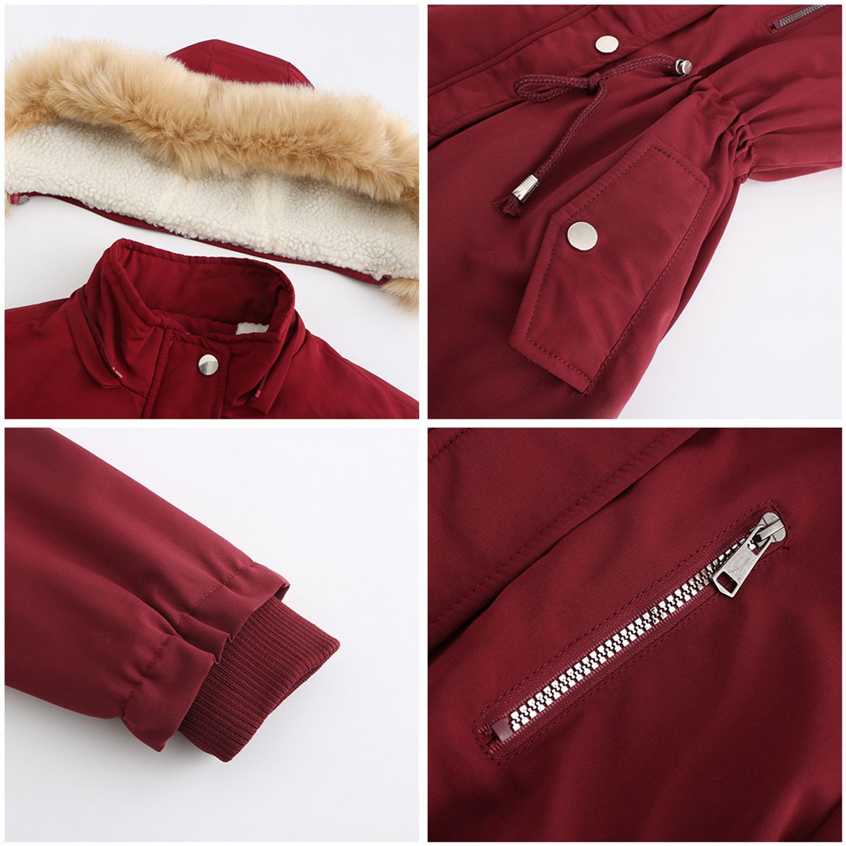 BLWOENS - Chaqueta térmica con capucha para mujeres-Rojo