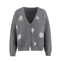 BLWOENS - Suéter con flores para mujer -Gris