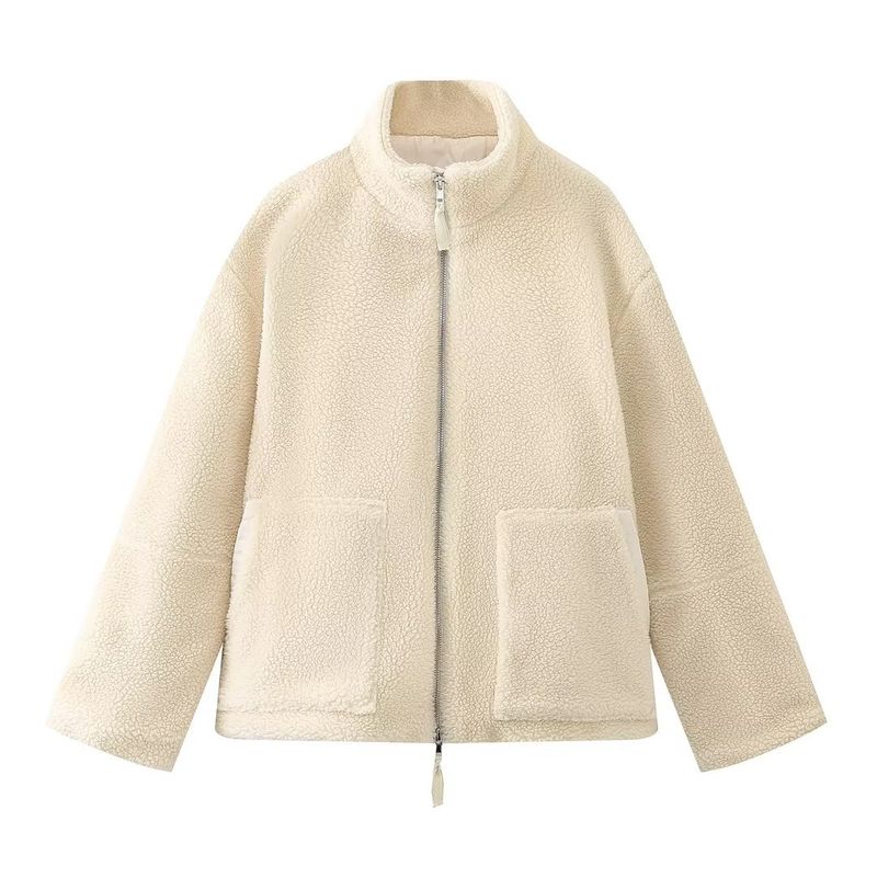 BLWOENS - Chaqueta oversize sin gorro para mujer -Blanco.
