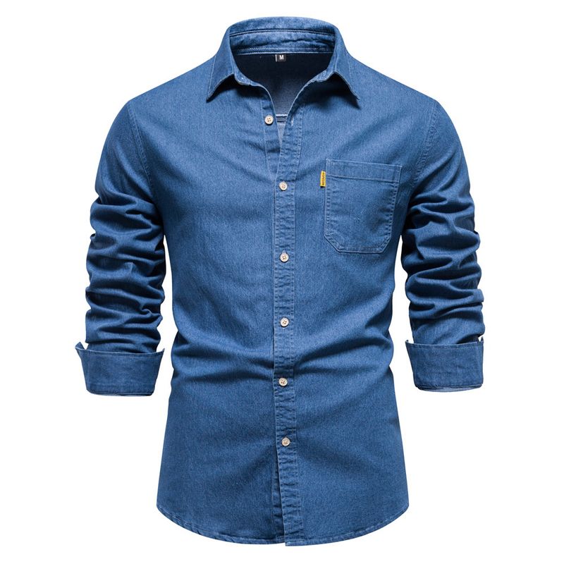 BLWOENS - Camisa con botón manga larga para Hombre - Azul