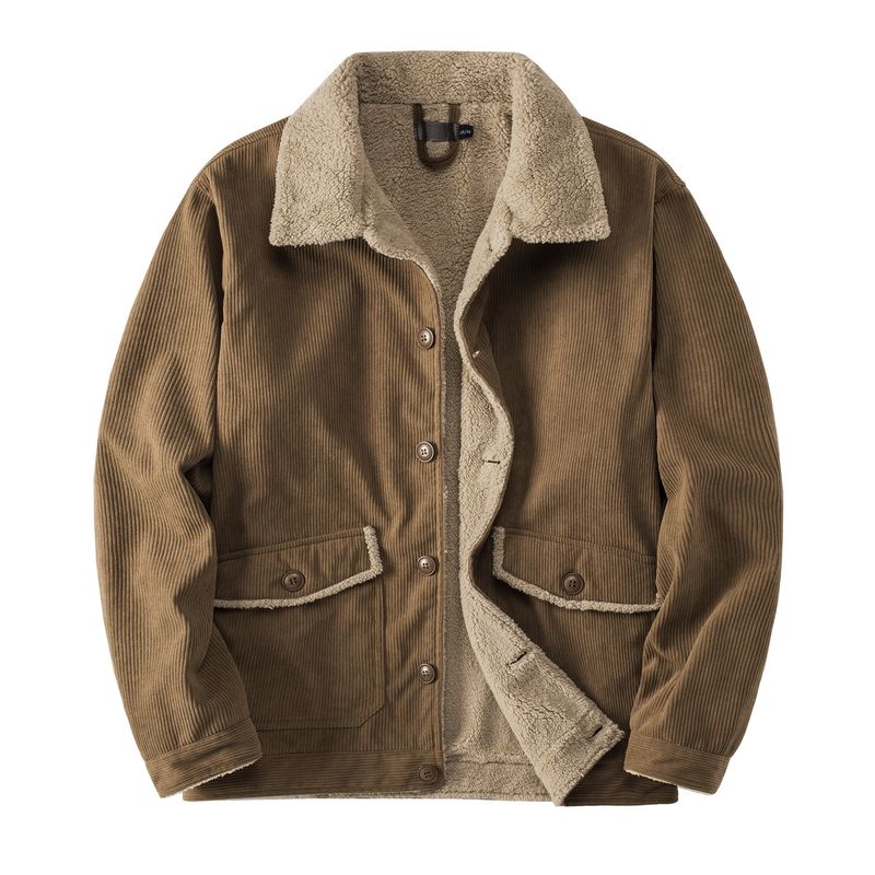 BLWOENS - Chaqueta grande con botones y bolsillos para hombre - Café.