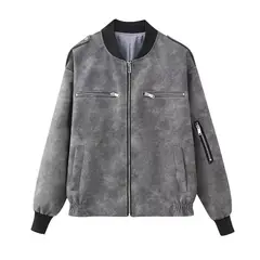 BLWOENS - Chaqueta con cierre para mujer -Gris