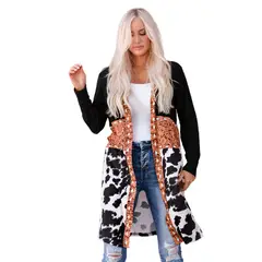 BLWOENS - Chaqueta larga con diseño para mujer - Negro