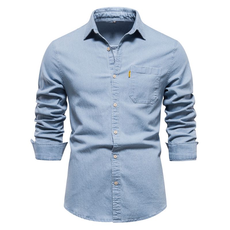 BLWOENS - Polera con botón manga larga para Hombre - Celeste.