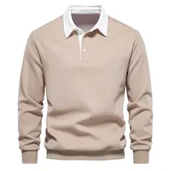 BLWOENS - Polerón cerrado con botones corto para Hombre - Beige