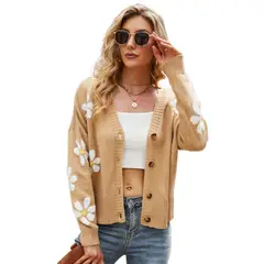 BLWOENS - Suéter con flores para mujer -Beige
