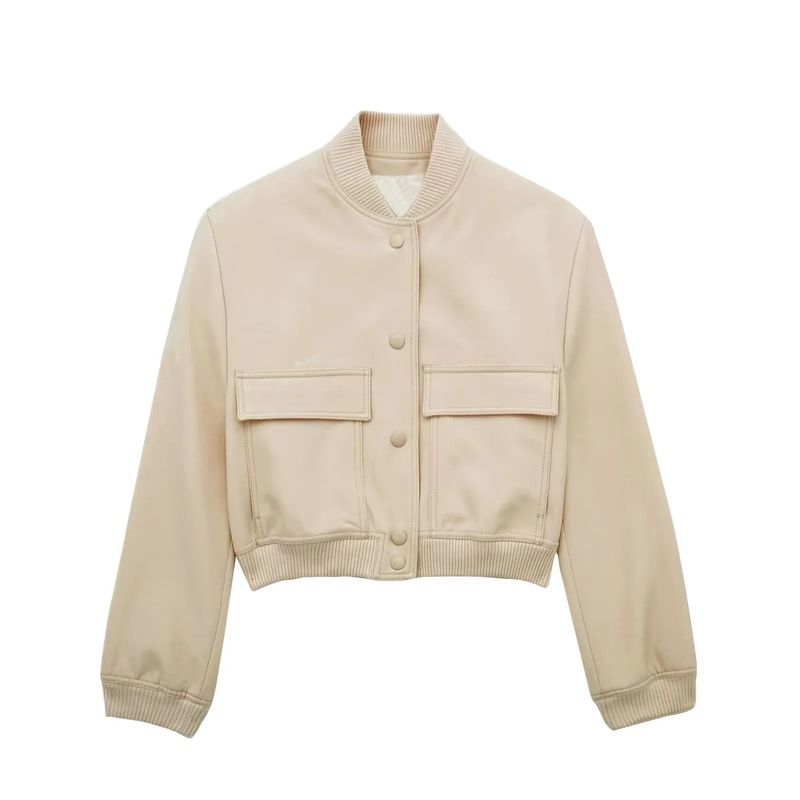BLWOENS - Chaqueta corta con botones para mujer-Beige
