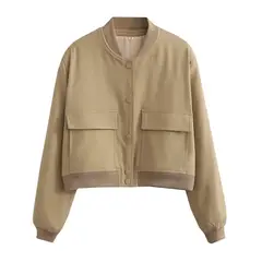 BLWOENS - Chaqueta cort sin gorro para mujer -Beige