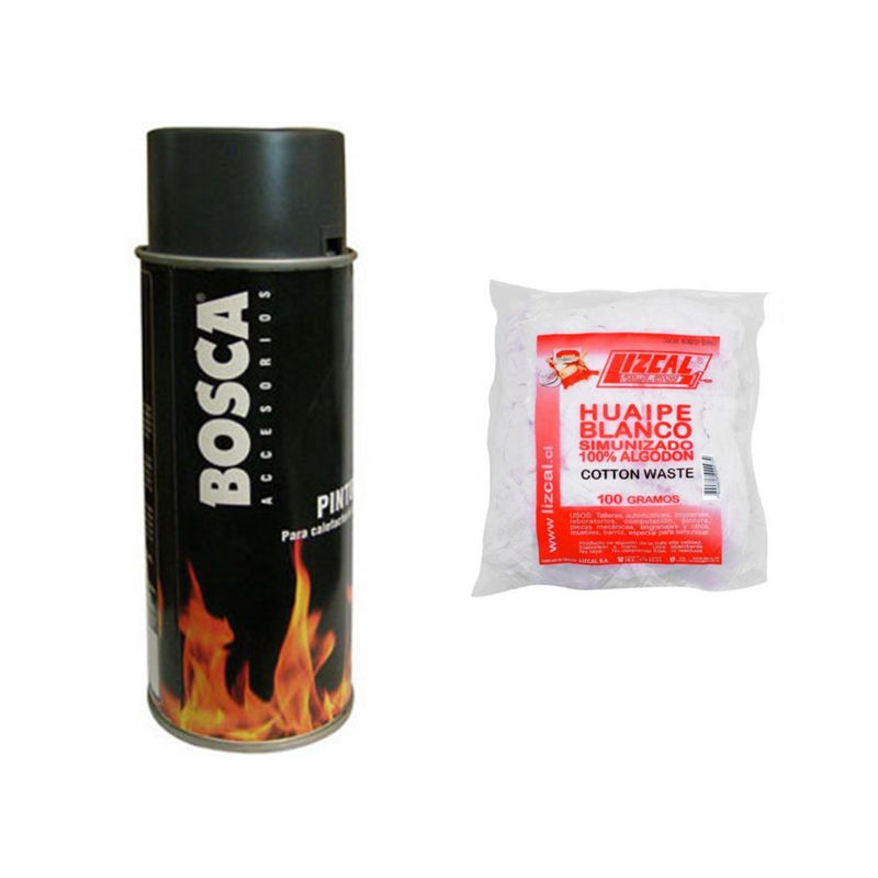 BOSCA - Huaipe seda blanco + spray alta temperatura negro 485g Bosca