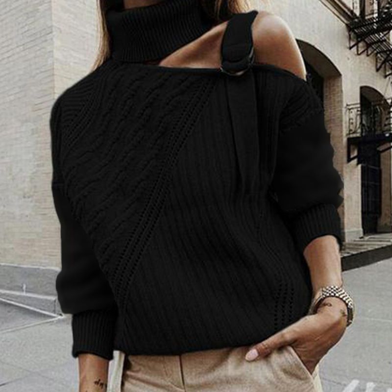 BLWOENS - Suéter casual para mujeres - Negro