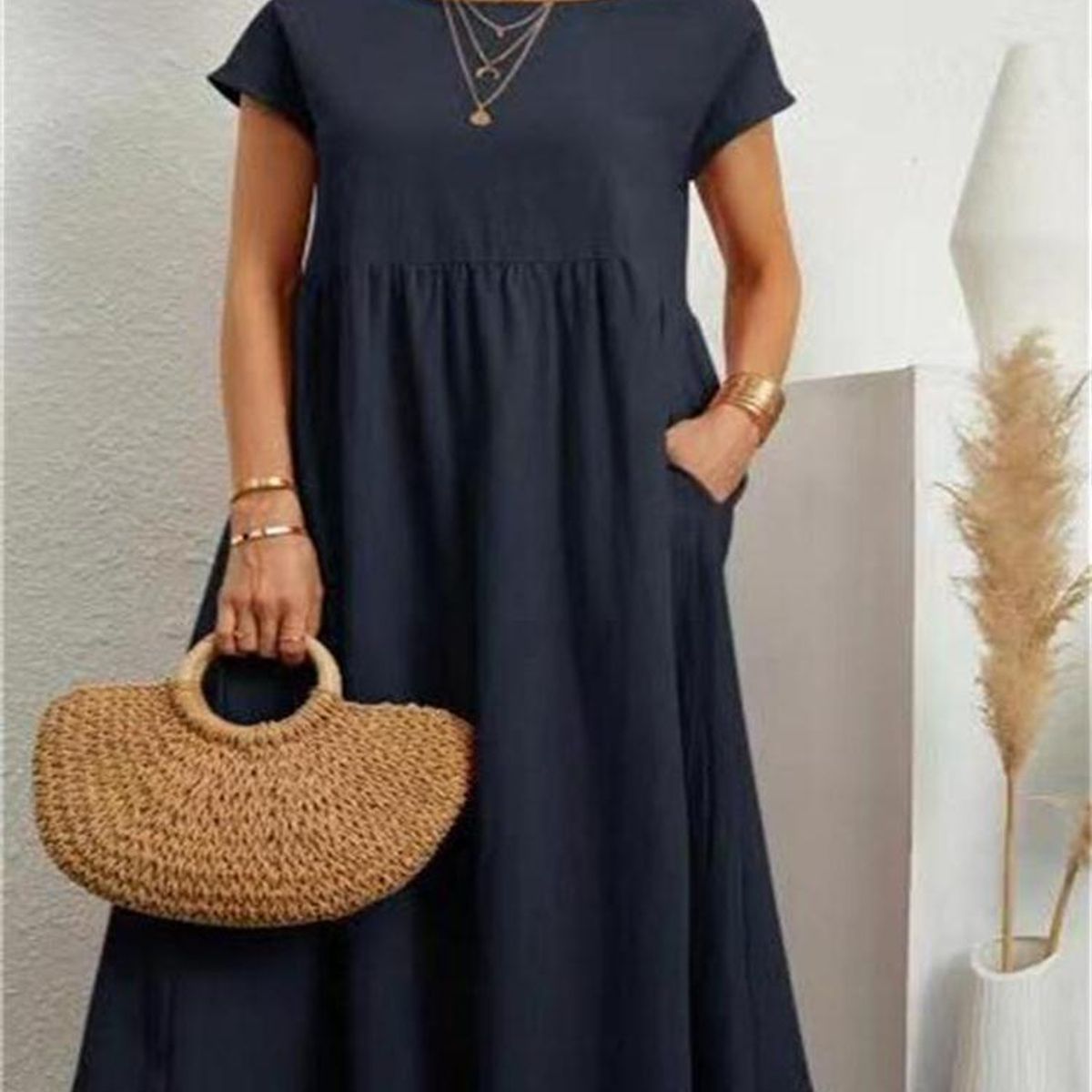 TIOZONEY - Vestido Largo Algodón Mujer