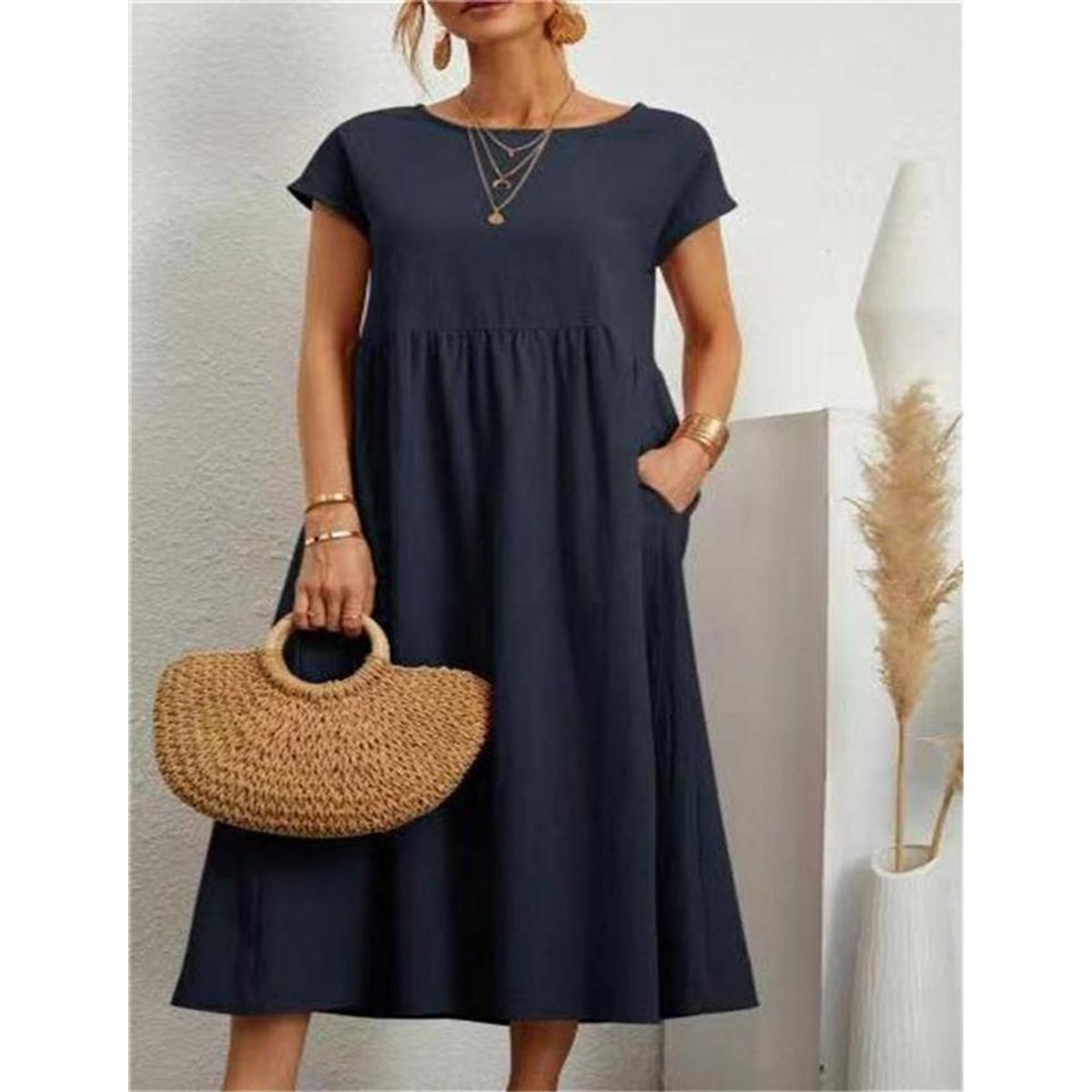 TIOZONEY - Vestido Largo Algodón Mujer