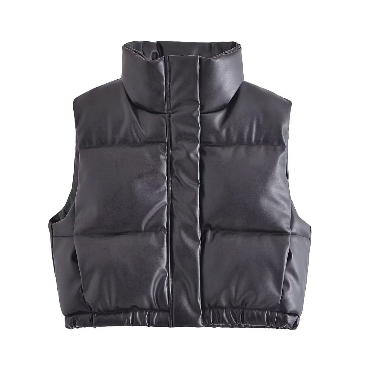BLWOENS - Parka cazadora Acolchado PU para Mujer - Negro