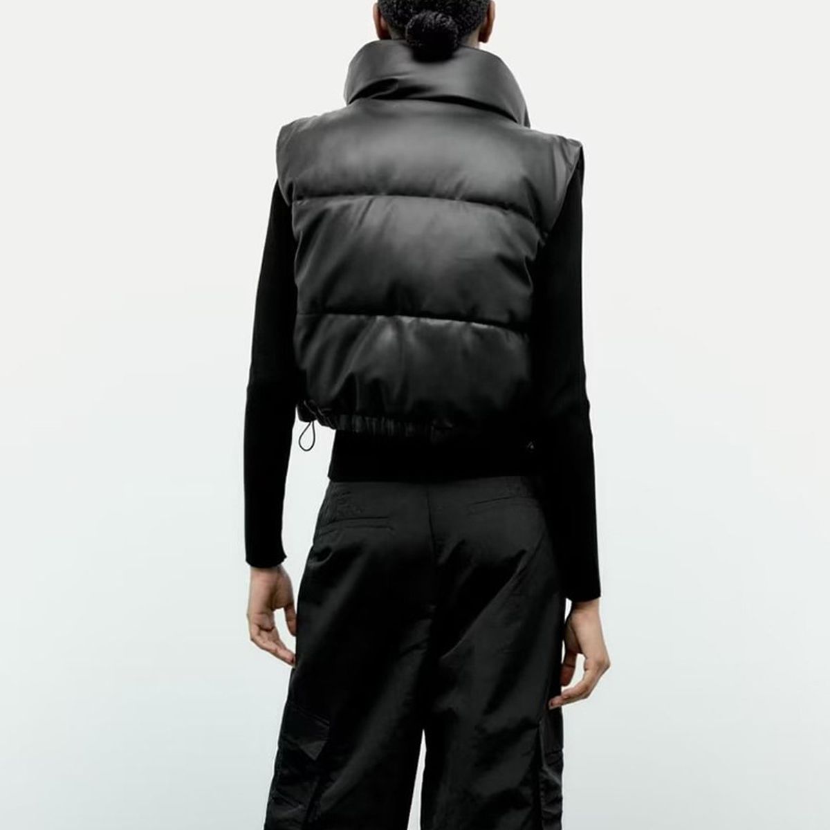 BLWOENS - Parka cazadora Acolchado PU para Mujer - Negro