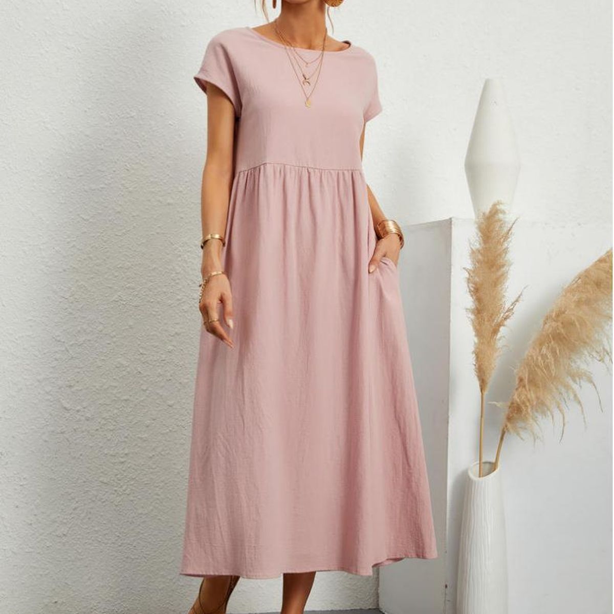 TIOZONEY - Vestido Largo Algodón Mujer