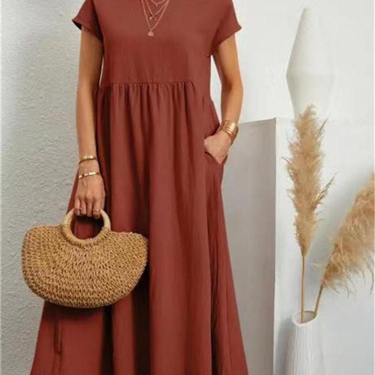 TIOZONEY - Vestido Largo Algodón Mujer