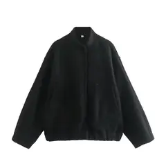 BLWOENS - Chaqueta sin gorro oversize para mujer - Negro
