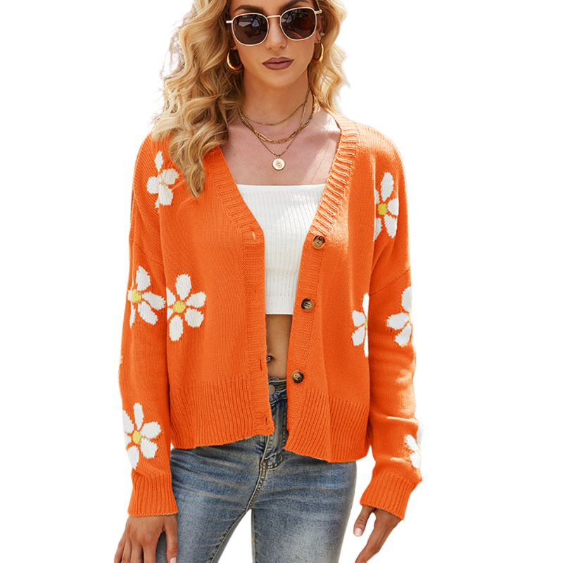 BLWOENS - Suéter con flores para mujer -Naranja.