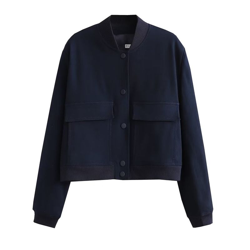 BLWOENS - Chaqueta cort sin gorro para mujer -Azul
