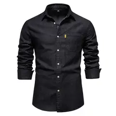 BLWOENS - Camisa con botón manga larga para Hombre - Negro