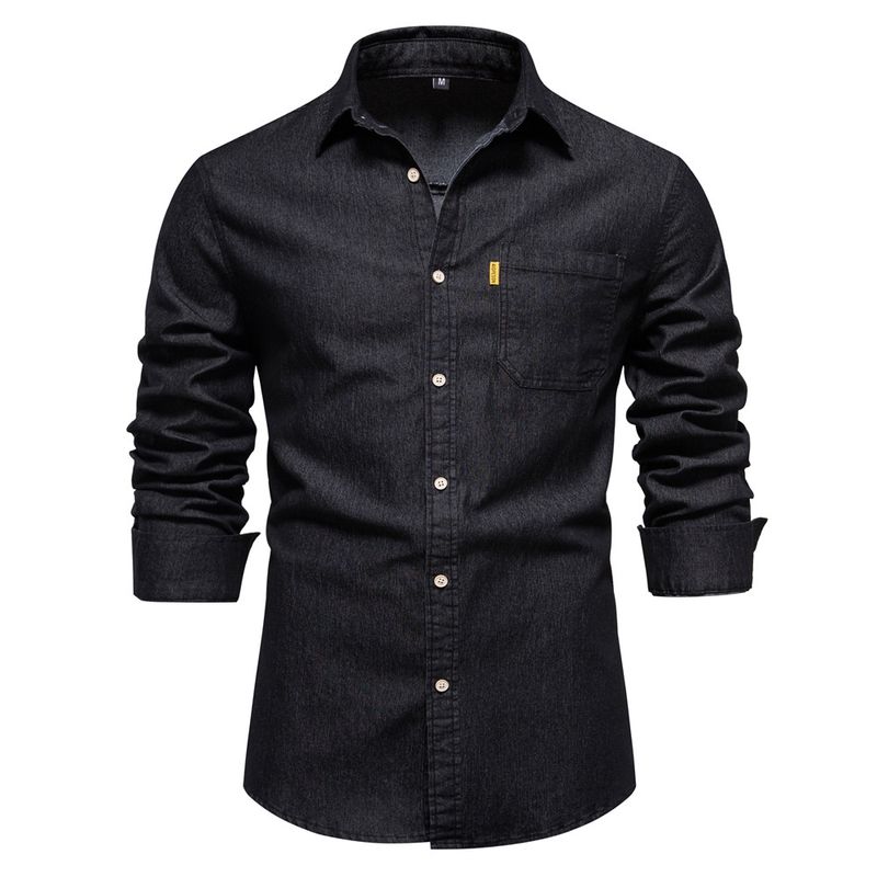 BLWOENS - Camisa con botón manga larga para Hombre - Negro