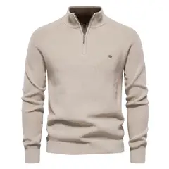 BLWOENS - Polerón cerrado con cierre corto para Hombre - Beige.