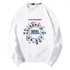 BLWOENS - Polerón sin gorro liso unisex con estampado- Blanco