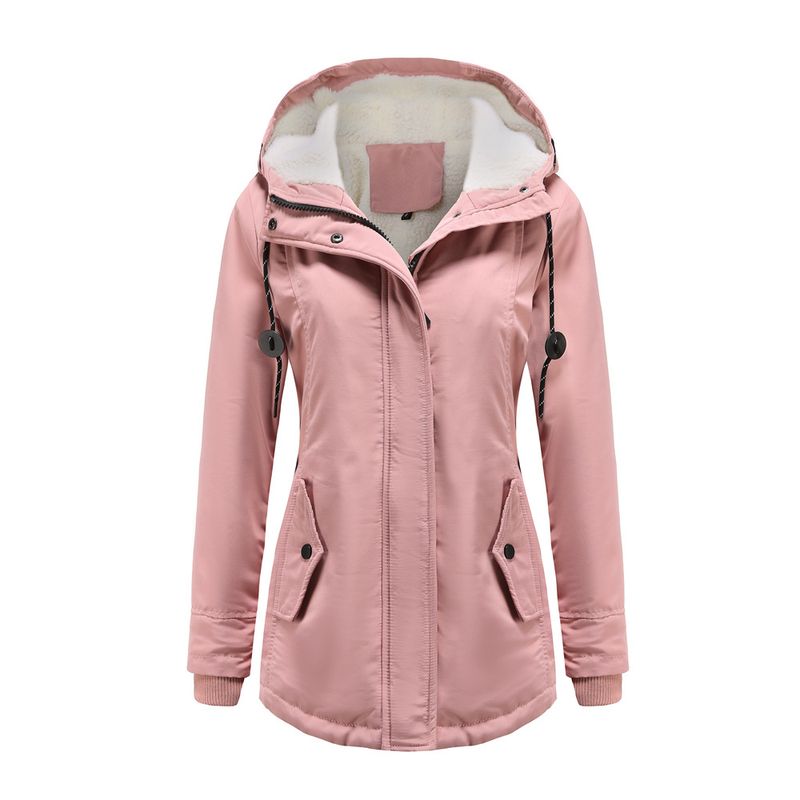 BLWOENS - Abrigo con capucha de Algodón Artificial para mujer-Rosa