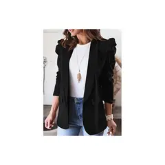 BLWOENS - Chaqueta delgada abrigo casual para mujeres - Negro