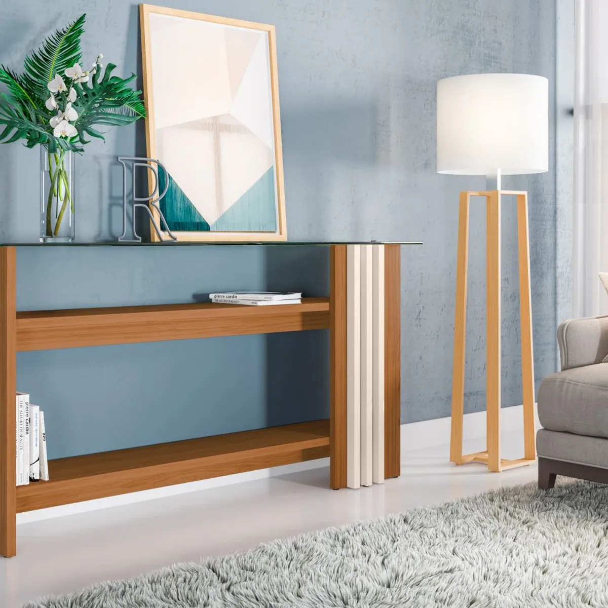 TAHUARI - Aparador console Frizz natura off white