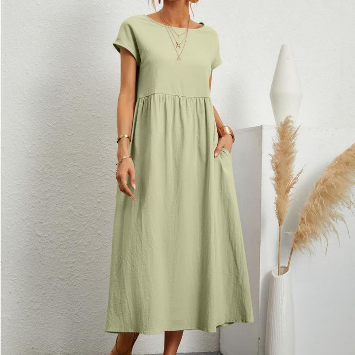 TIOZONEY - Vestido Largo Algodón Mujer