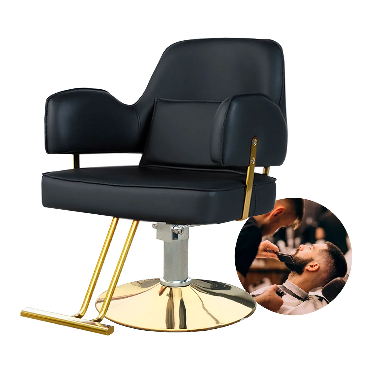 GENERICO - Silla Sillón Negro De Peluquería Y Barberia Hidráulico Profesional