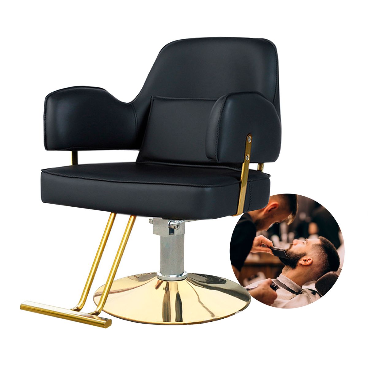 GENERICO - Silla Sillón Negro De Peluquería Y Barberia Hidráulico Profesional