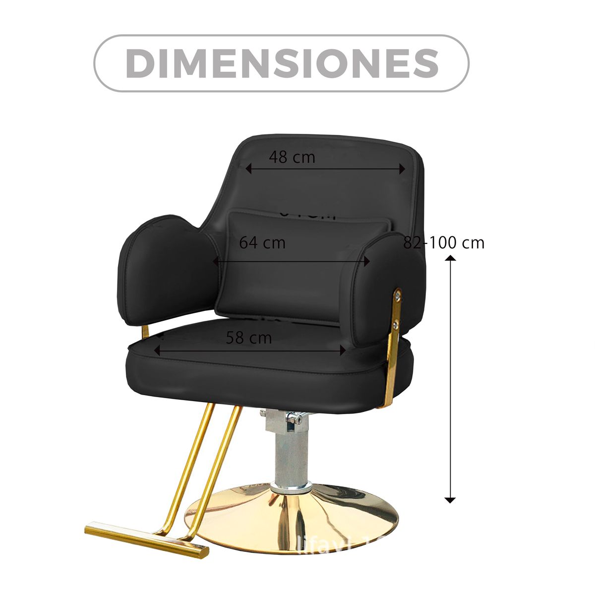 GENERICO - Silla Sillón Negro De Peluquería Y Barberia Hidráulico Profesional