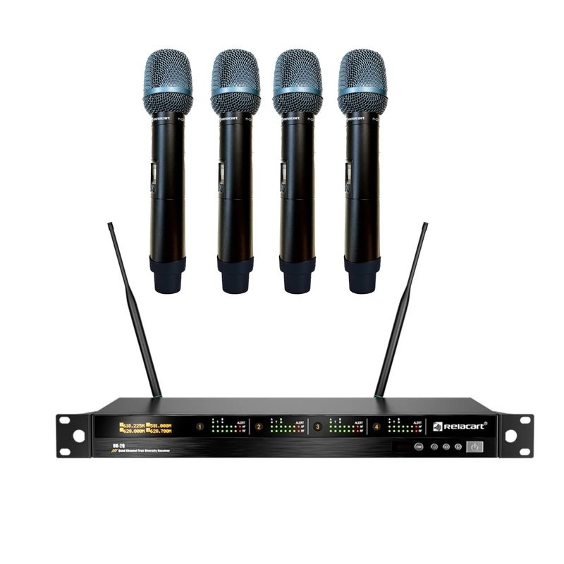 RELACART - Relacart UR-2Q Sistema Inalámbrico Con 4 Micrófonos UH2MD22.