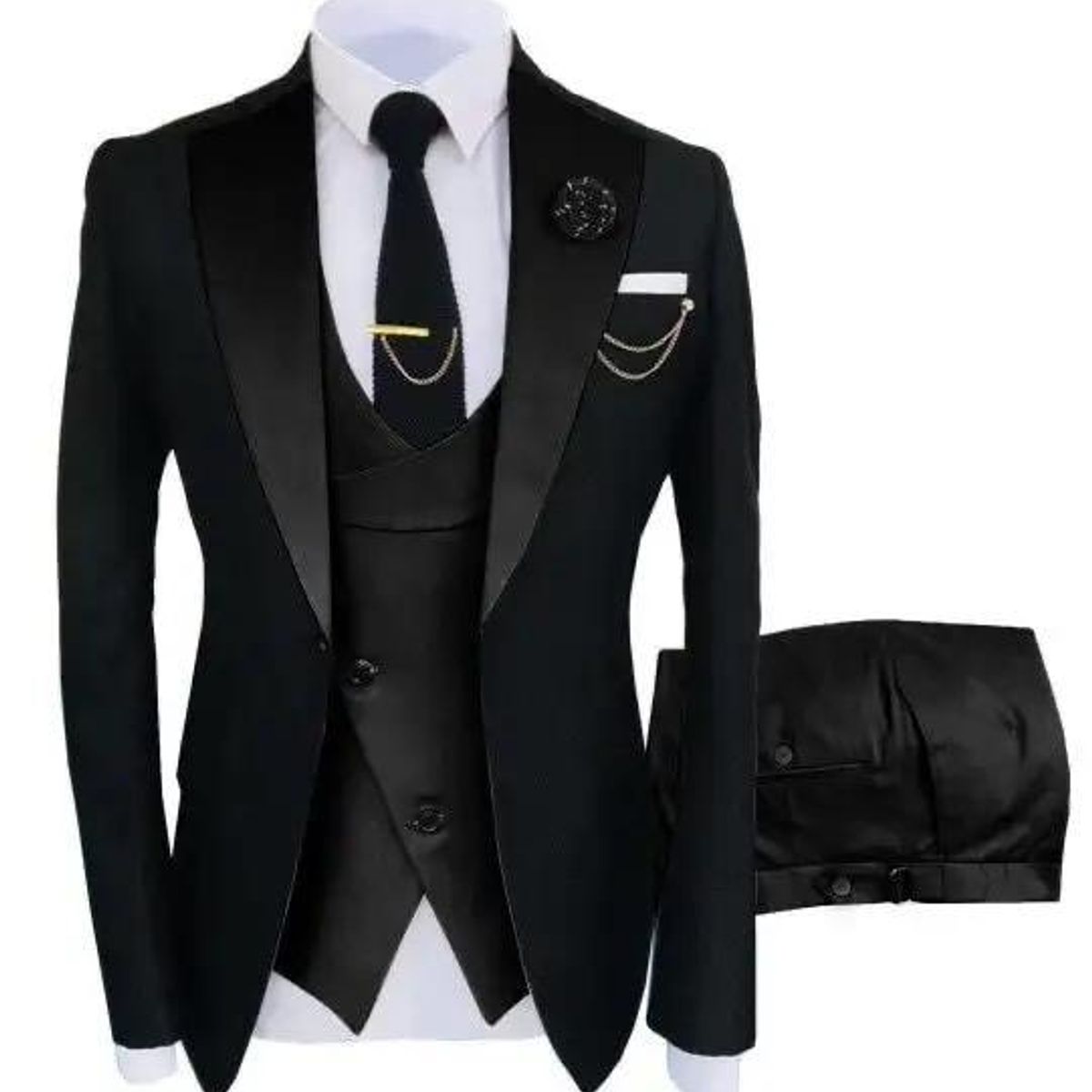 XPRESS RECHARGE - Terno muy elegante de 4 Piezas(chaqueta,chaleco,pantalon,Corbata)