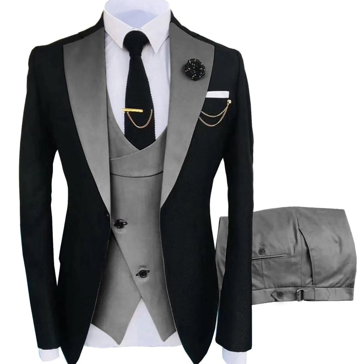 XPRESS RECHARGE - Terno muy elegante de 4 Piezas(chaqueta,chaleco,pantalon,Corbata)