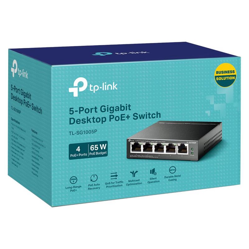 TP LINK - SWITCH TPLINK TL-SG1005P 5-PORT GIGABIT DESKTOP  4-PORT POE+ - Negro.