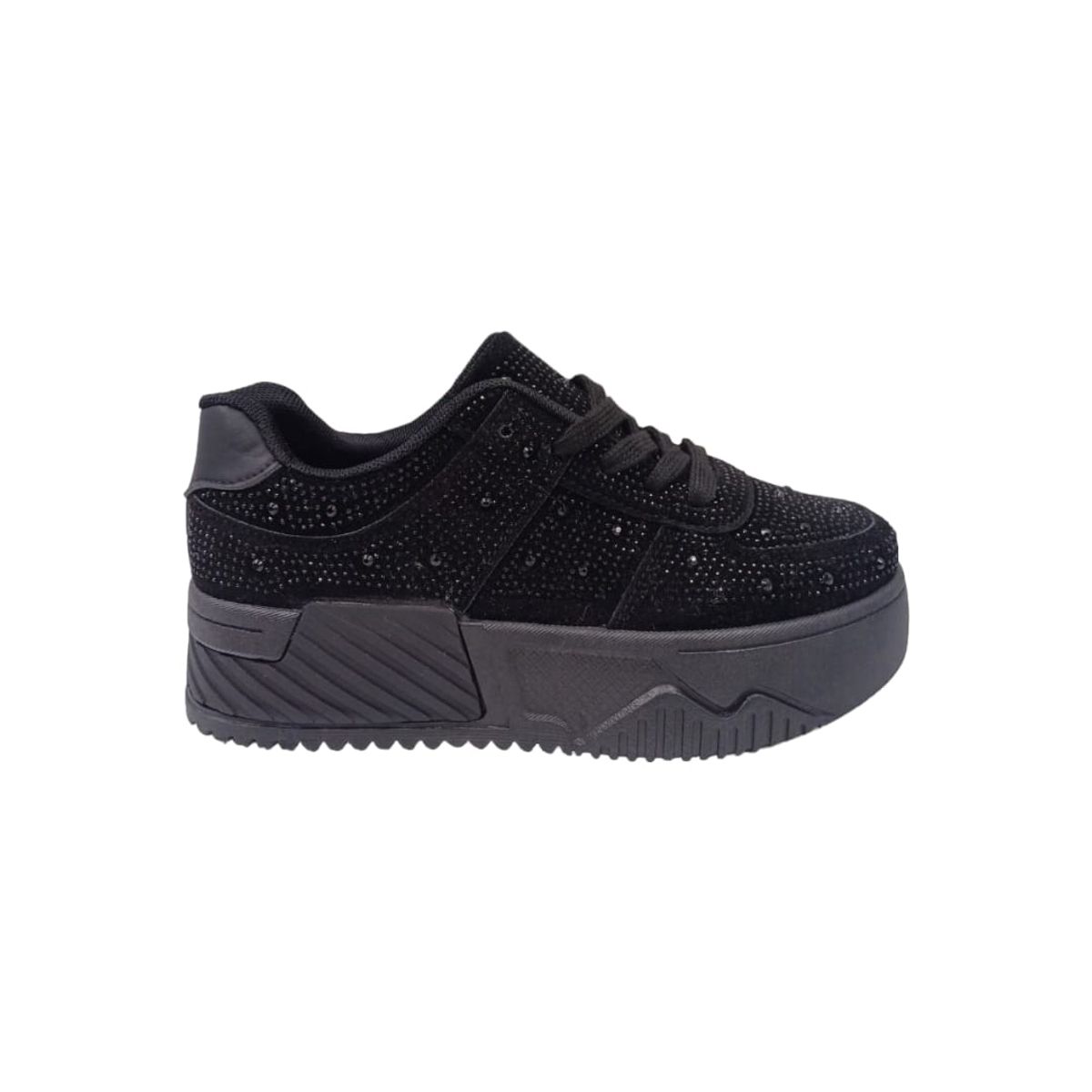 HERIEL - Zapatilla Negra Brillos Mujer