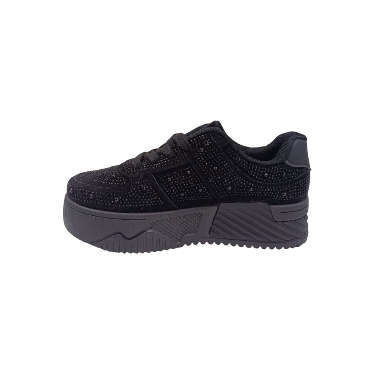 HERIEL - Zapatilla Negra Brillos Mujer