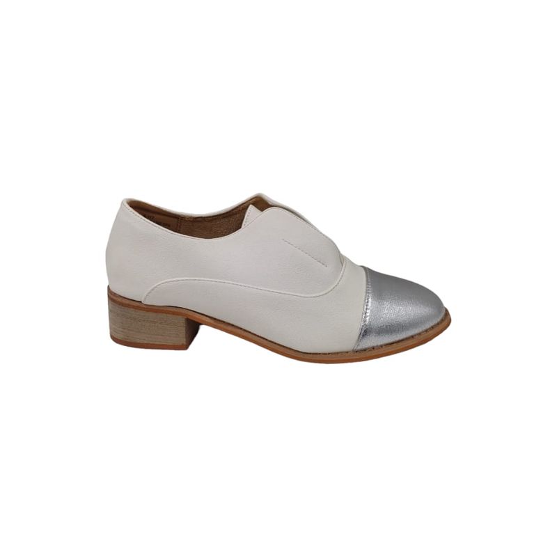 HERIEL - Zapato Blanco Taco Bajo Mujer.
