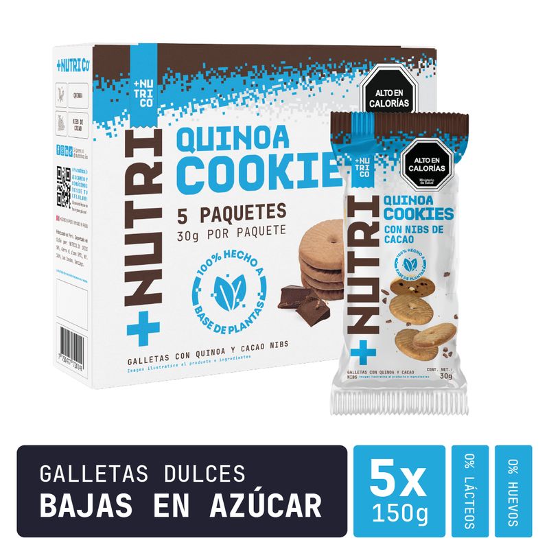 NUTRI CO - Galletas de Quinua y Nibs de Cacao Caja x5un Nutri Co
