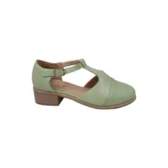HERIEL - Zapato Verde Taco Bajo Mujer.
