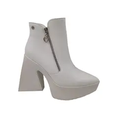 HERIEL - Bota Blanca Plataforma Mujer.