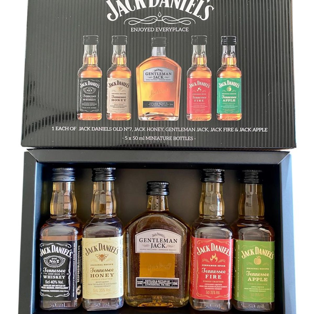 JACK DANIELS - Colección 5 miniaturas Whisky Jack Daniels Tennesse 50ml