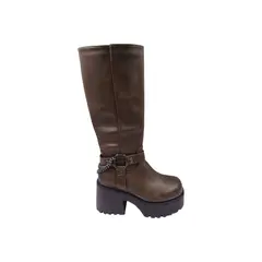 HERIEL - Bota Verde Plataforma Mujer.