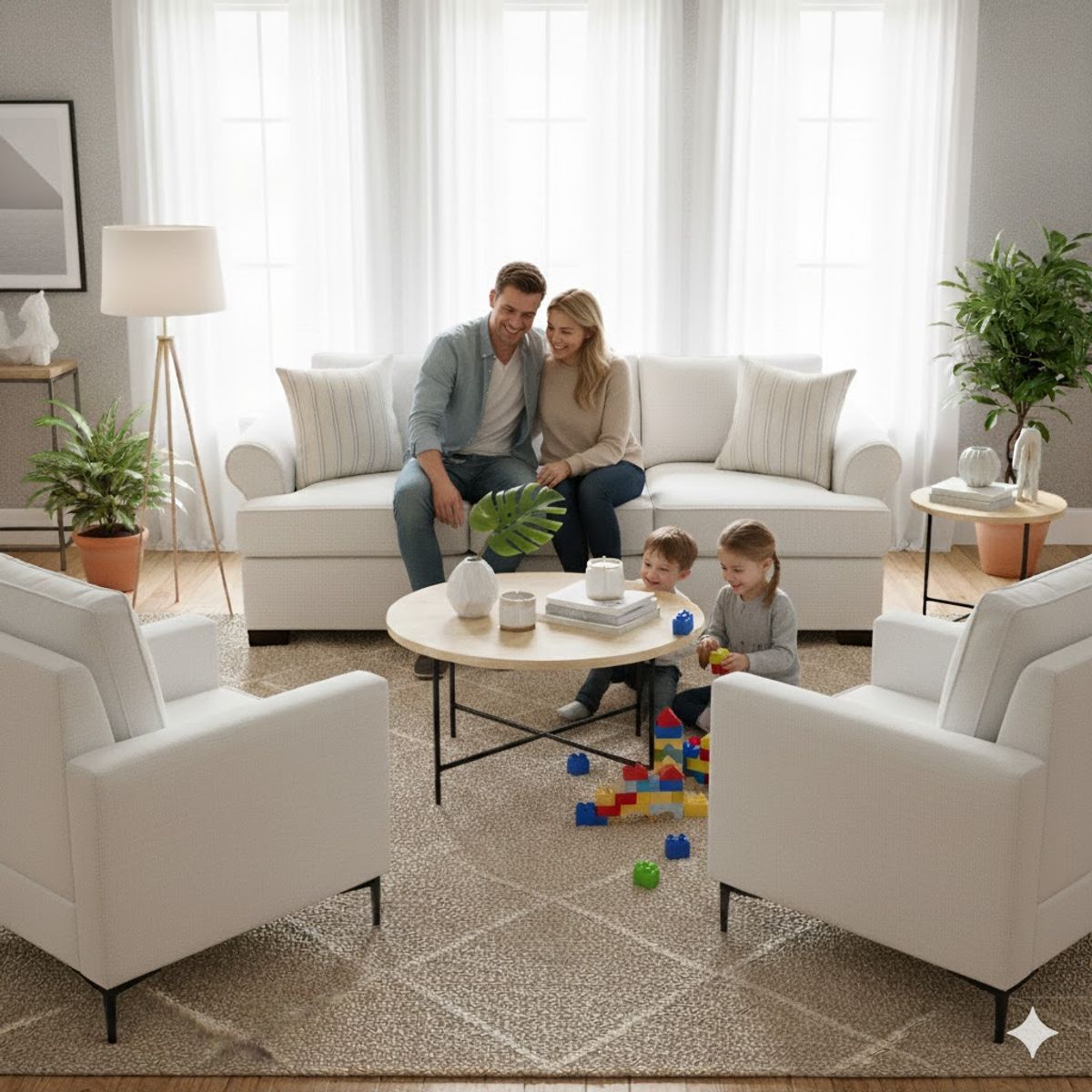 SITIAL HOME - Living 311 Santelmo Crudo sofa 3 cuerpos + 2 poltronas resortes