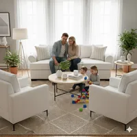 Living 311 Santelmo Crudo sofa 3 cuerpos + 2 poltronas resortes