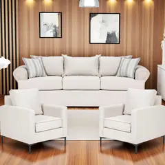 SITIAL HOME - Living 311 Santelmo Crudo sofa 3 cuerpos + 2 poltronas resortes