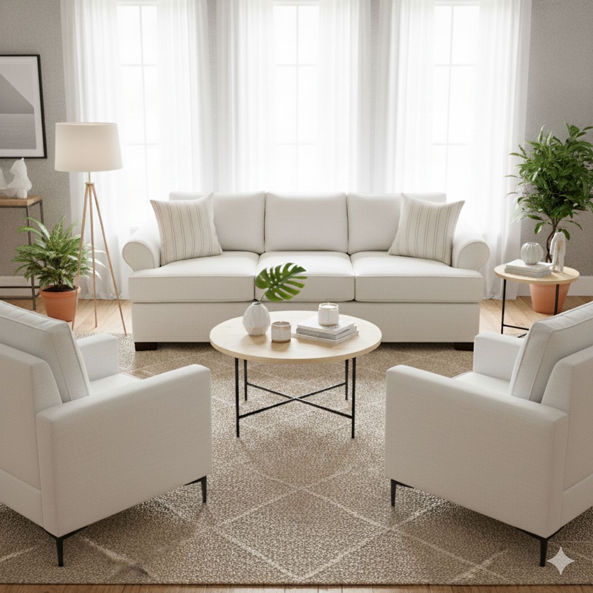 SITIAL HOME - Living 311 Santelmo Crudo sofa 3 cuerpos + 2 poltronas resortes